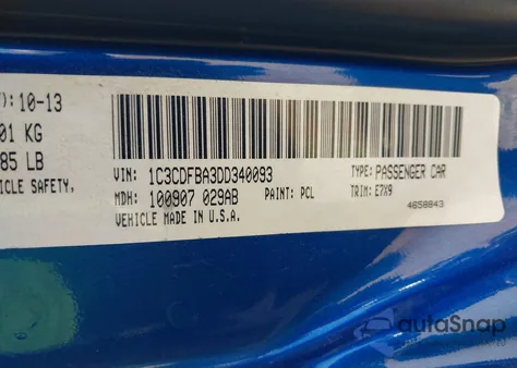 2013 Dodge Dart Sxt from USA, damaged, VIN 1C3CDFBA3DD340093